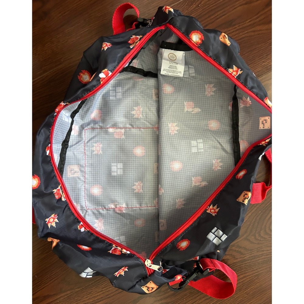 Nintendo Super Mario Bros Reusable Shopping Tote Gym Bag Black Red - Picture 9 of 11